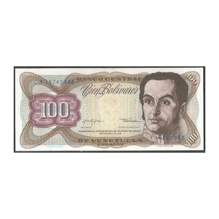 Venezuela 100 Bolivares 18 Sep 1979 X 8 Dig P55f