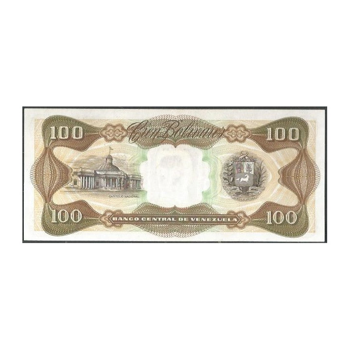 Venezuela 100 Bolivares 18 Sep 1979 X 8 Dig P55f reverso