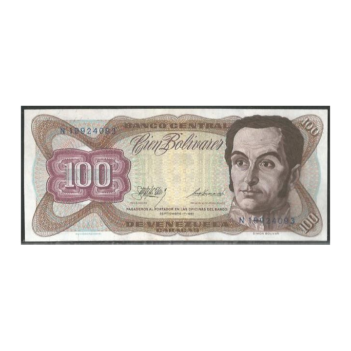 Venezuela 100 Bolivares 1 Sep 1981 N 8 Dig P55g