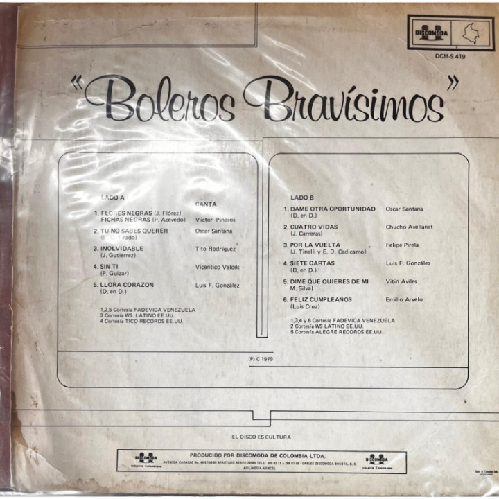 Boleros Bravisismos - El Mejor Regalo Vol.2 reverso