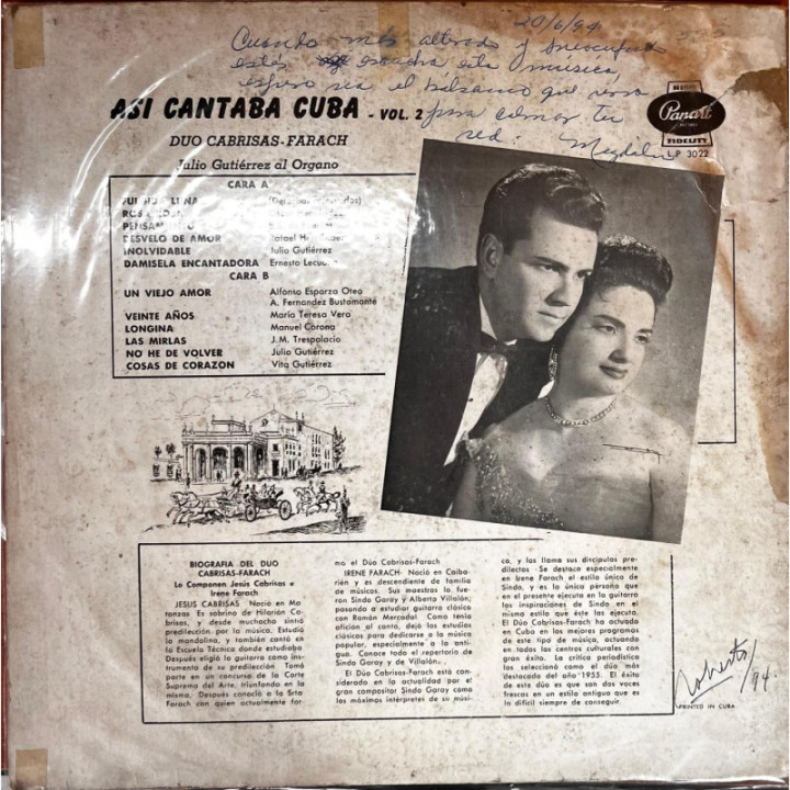 Duo Cabrisas Farach - Asi Canta Cuba reverso