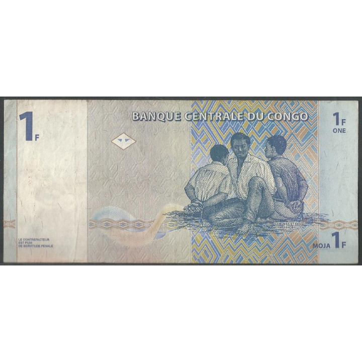 Rep. Democratica del Congo 1 Franc 1 Nov 1997 P85a reverso