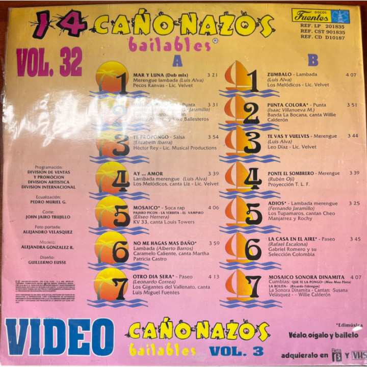 14 Cañonazos Bailables - Volumen 32 reverso