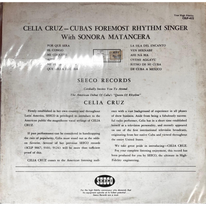 Celia Cruz - Accompanied by Sonora Matancera reverso