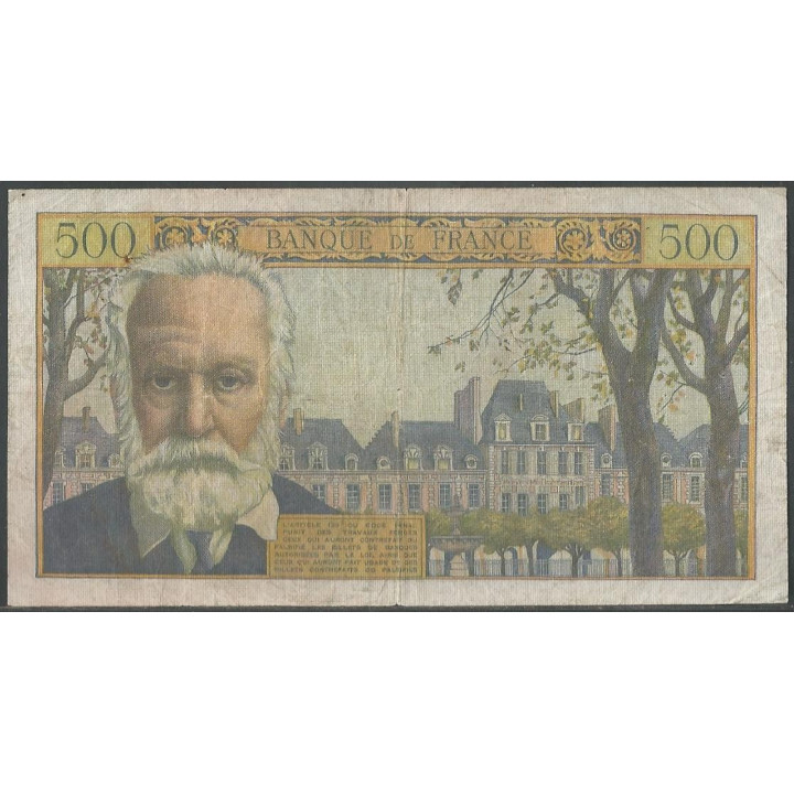 Francia 500 Francs 4 Mar 1954 P133a reverso