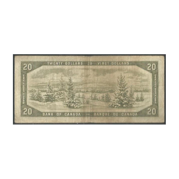 Canada 20 Dollars 1954 (1961-70) P80b reverso