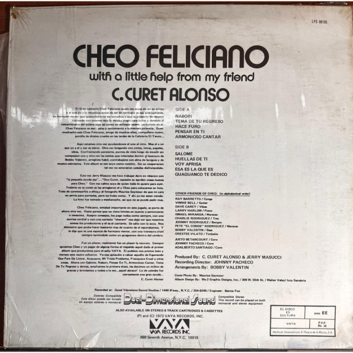 Cheo Feliciano - With A Little Help From My Friends reverso