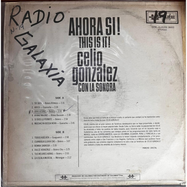 Celio Gonzales con La Sonora - Ahora SI! This Is It! reverso