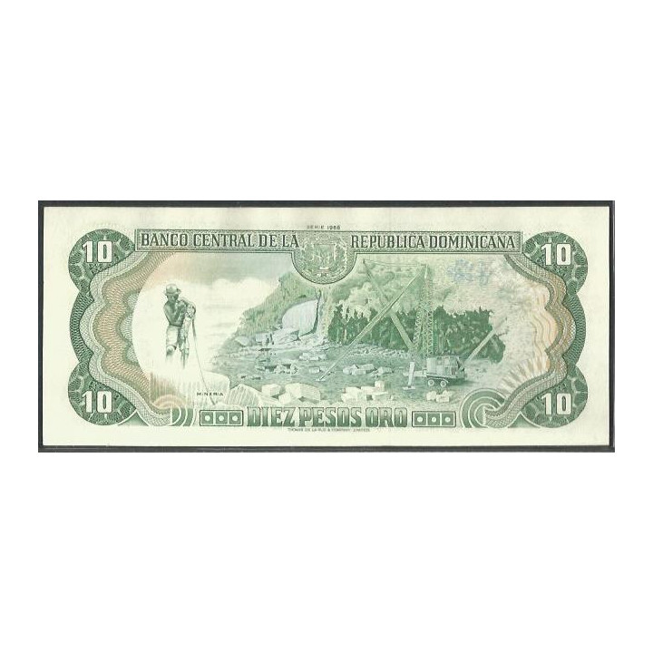 Rep. Dominicana 10 Pesos 1988 P119c reverso