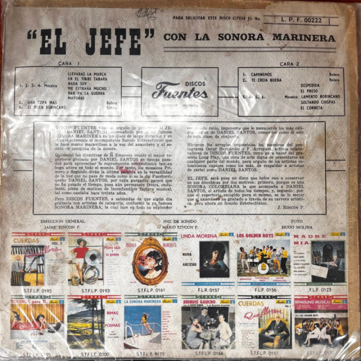 Daniel Santos con la Sonora Marinera - El Jefe reverso