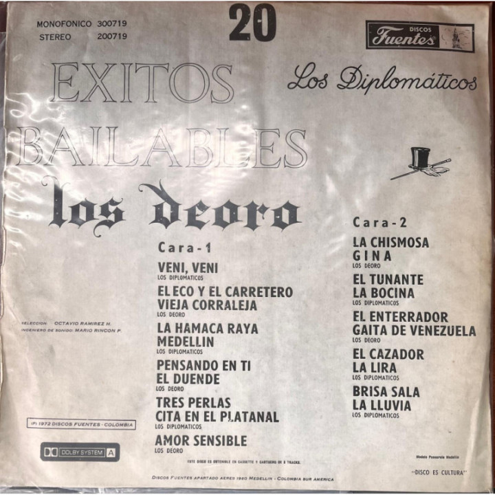 Los Diplomaticos -20 Exitos Bailables Los Deoro reverso