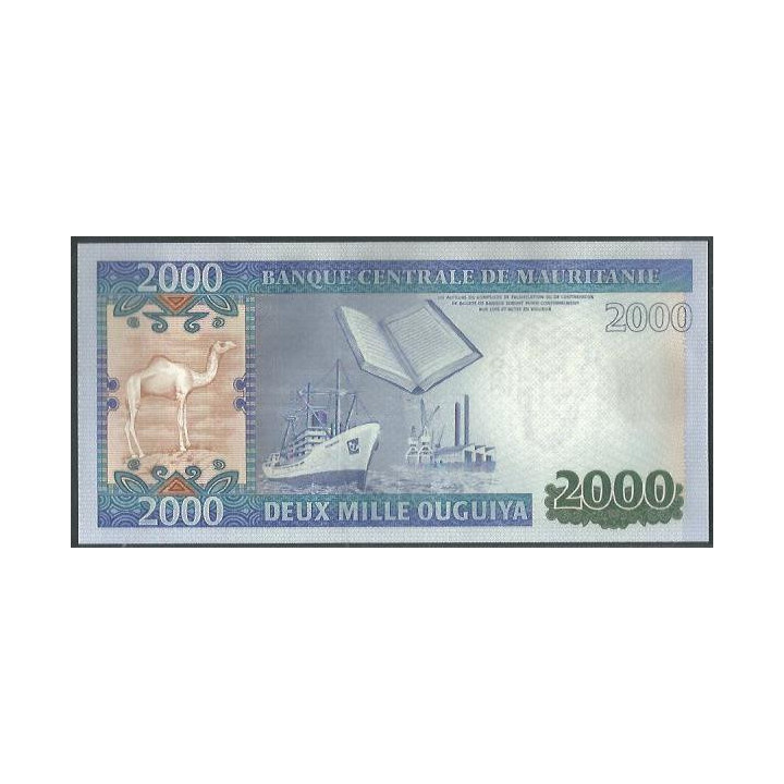 Mauritania 2.000 Ouguiya 28 Nov 2011 P20 reverso