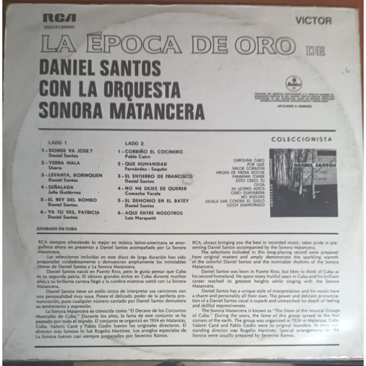 Daniel Santos - La Epoca De Oro reverso