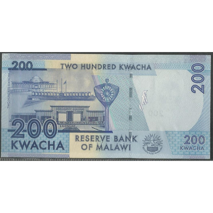 Malawi 200 Kwacha 1 Ene 2013 P60b reverso