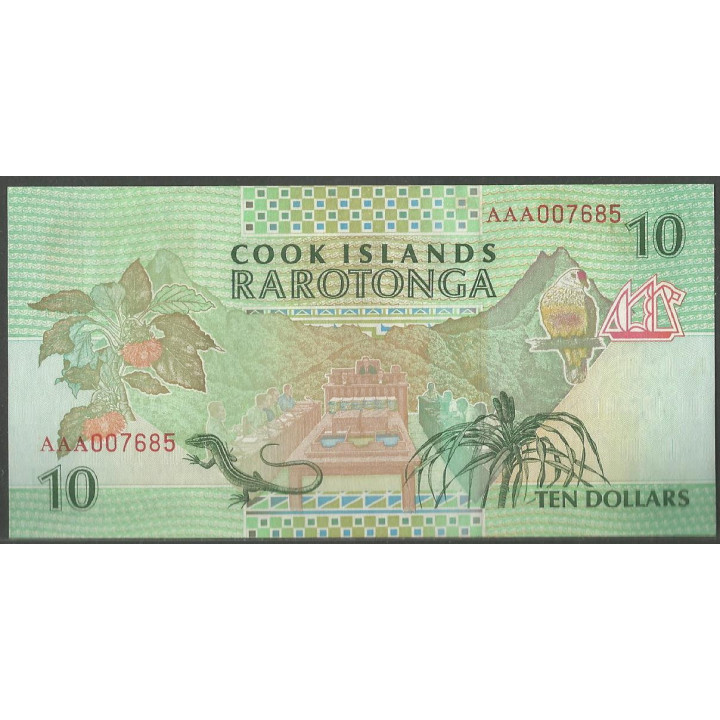 Islas Cook 10 Dollars ND1992 P8a reverso