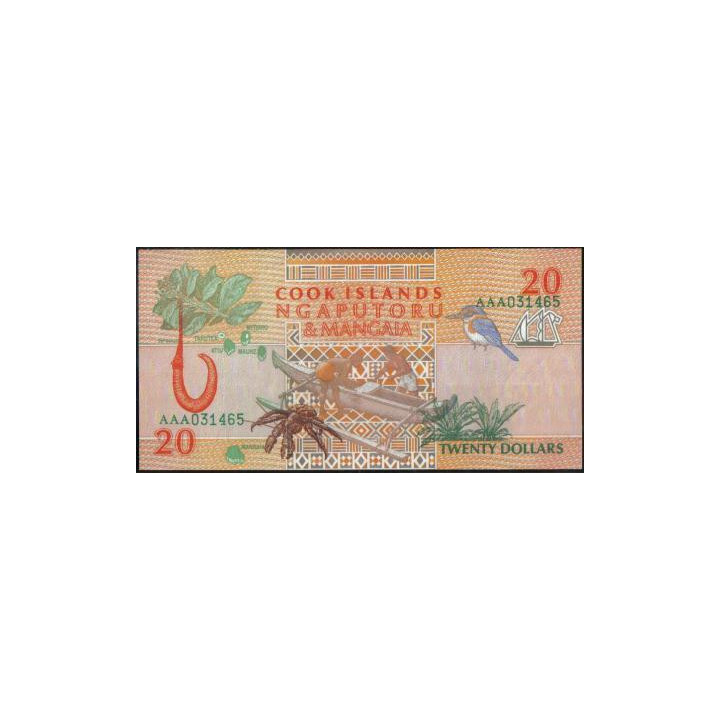 Islas Cook 20 Dollars ND1992 P9a reverso