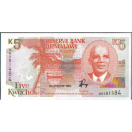 Malawi 5 Kwacha 1 Ene 1994 P24b