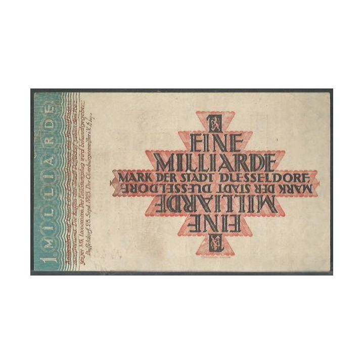 Alemania - Dusseldorf 1 MILLARDO Mark 1 Abr 1924 reverso