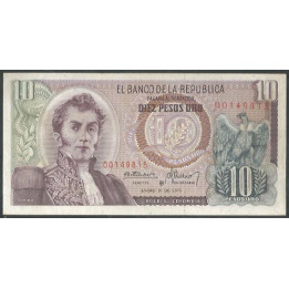 Colombia 10 Pesos 1 Ene 1973 Reposicion BGW191