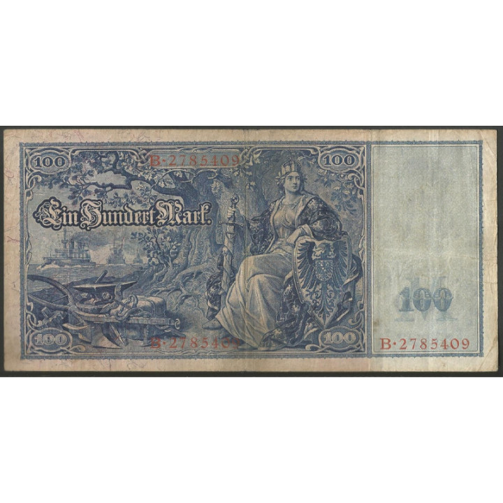 Alemania 100 Mark 10 Sep 1909 P37 reverso