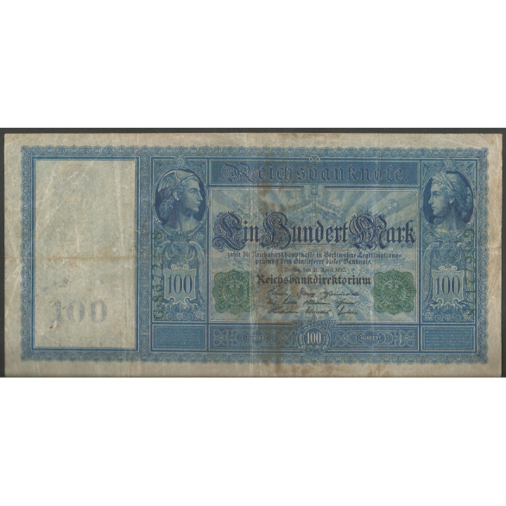 Alemania 100 Mark 21 Abr 1910 Sello verde P43