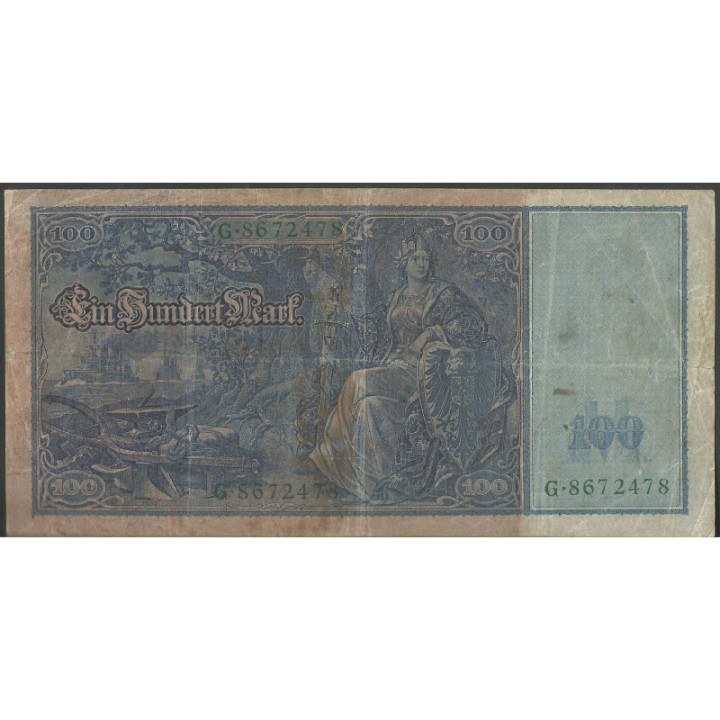 Alemania 100 Mark 21 Abr 1910 Sello verde P43 reverso