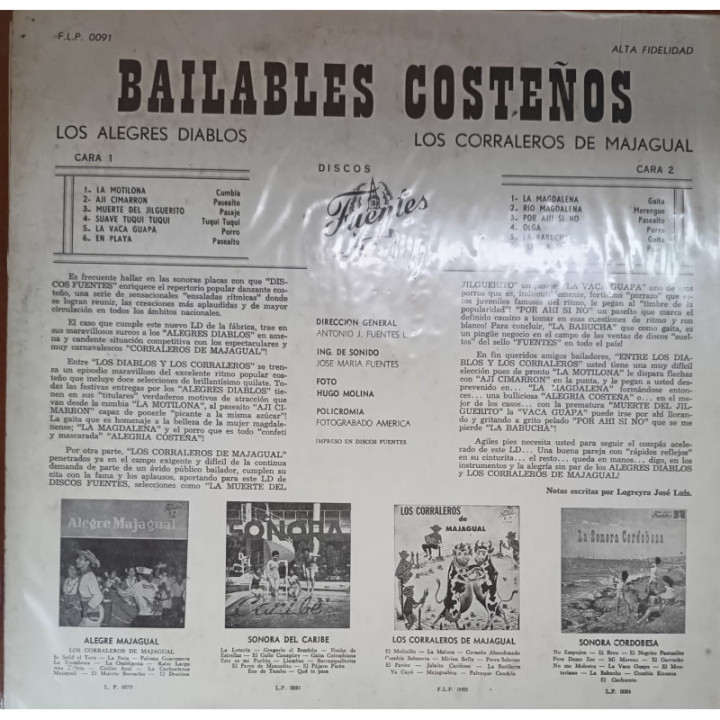 Los Corralejos de Majagual - Bailables Costeños reverso