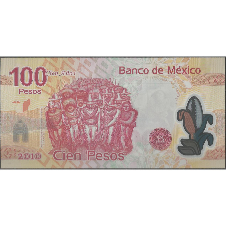 Mexico 100 Pesos 20 Nov 2007 Serie AB P128b reverso