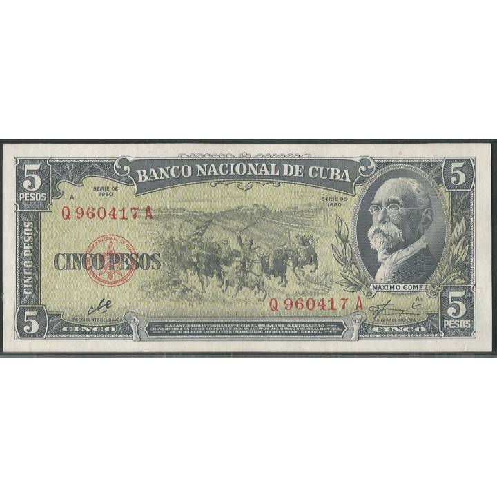 Cuba 5 Pesos 1960 P91c Firma "El Che"