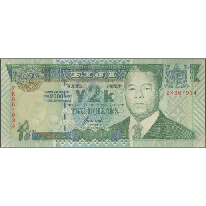 Fiji 2 Dollars 2000 P102a