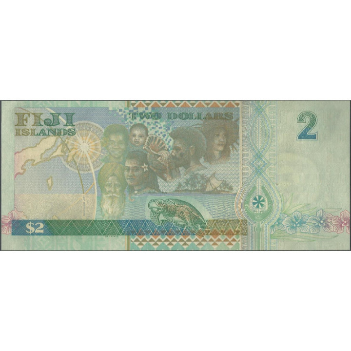 Fiji 2 Dollars 2000 P102a reverso