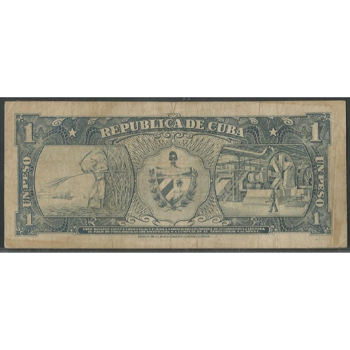 Cuba 1 Peso 1959 P90 reverso
