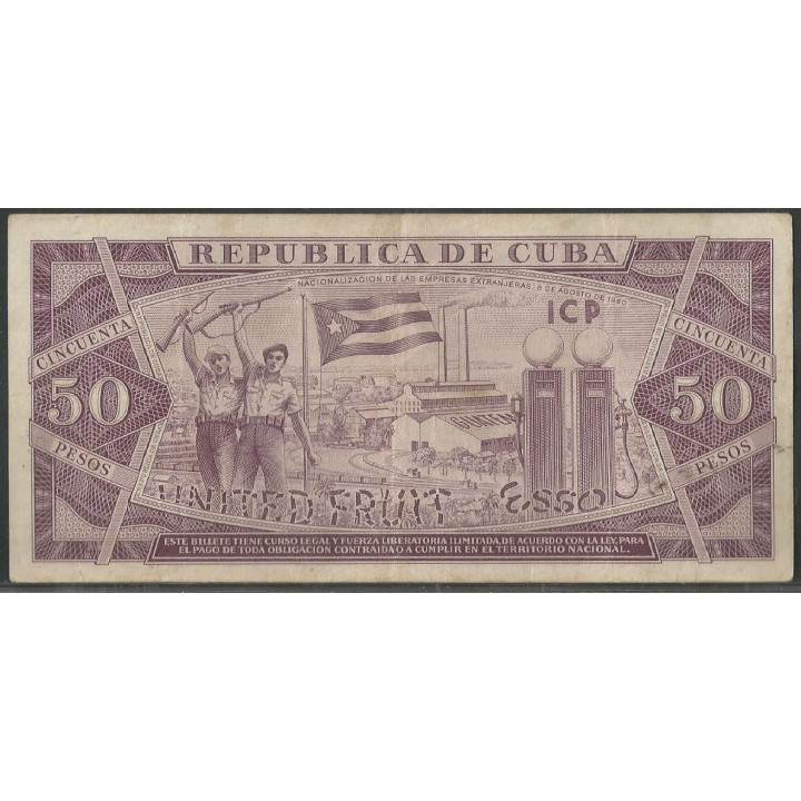Cuba 50 Pesos 1961 Firma el "Che"P98a reverso