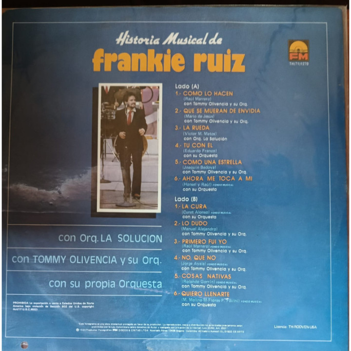 Frankie Ruiz - Historia Musical De Frankie Ruiz reverso
