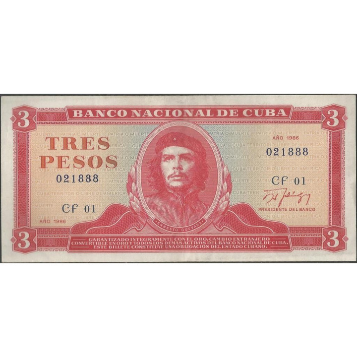 Cuba 3 Pesos 1986 P107a
