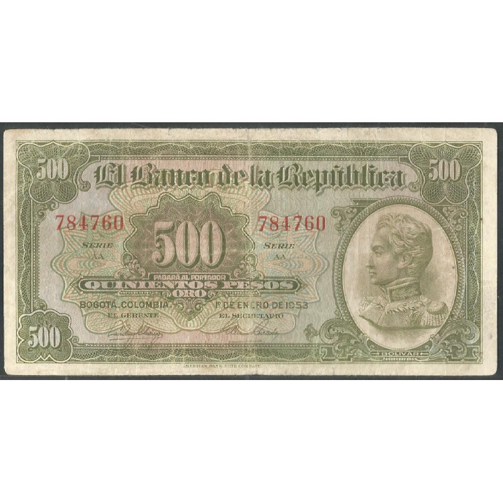 Billete de 500 Pesos 1 Ene 1953BGW383