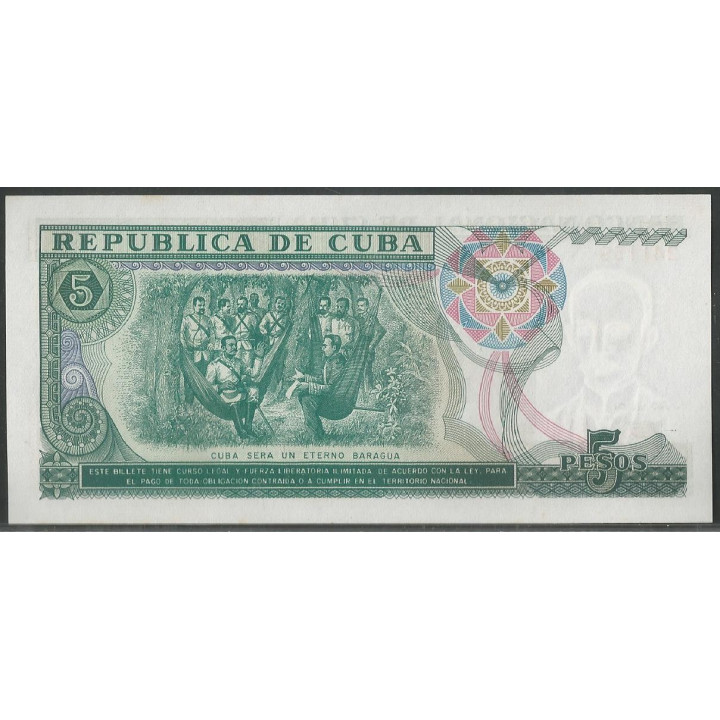 Cuba 5 Pesos 1991 P108 reverso