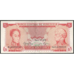 Venezuela 5 Bolivares 29 Ene 1974 A 8 Dig P50h