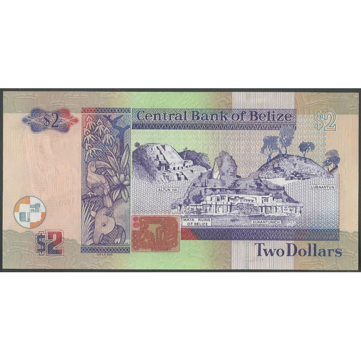 Belize 2 Dollars 1 Ene 2017 P66f reverso