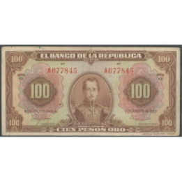 Billete de 100 Pesos 7 Ago 1947 6 Digitos BGW286