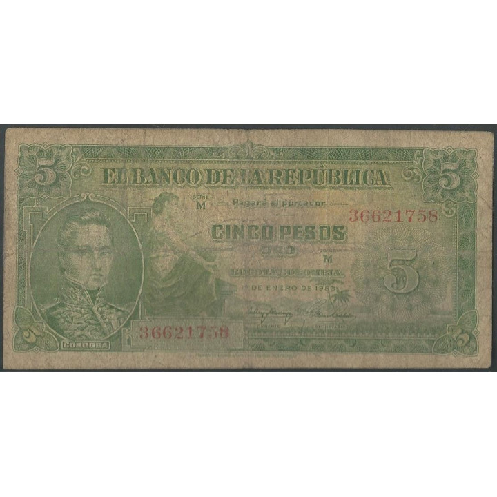 Billete de 5 Pesos 1 Ene 1953 M36621758 BGW124