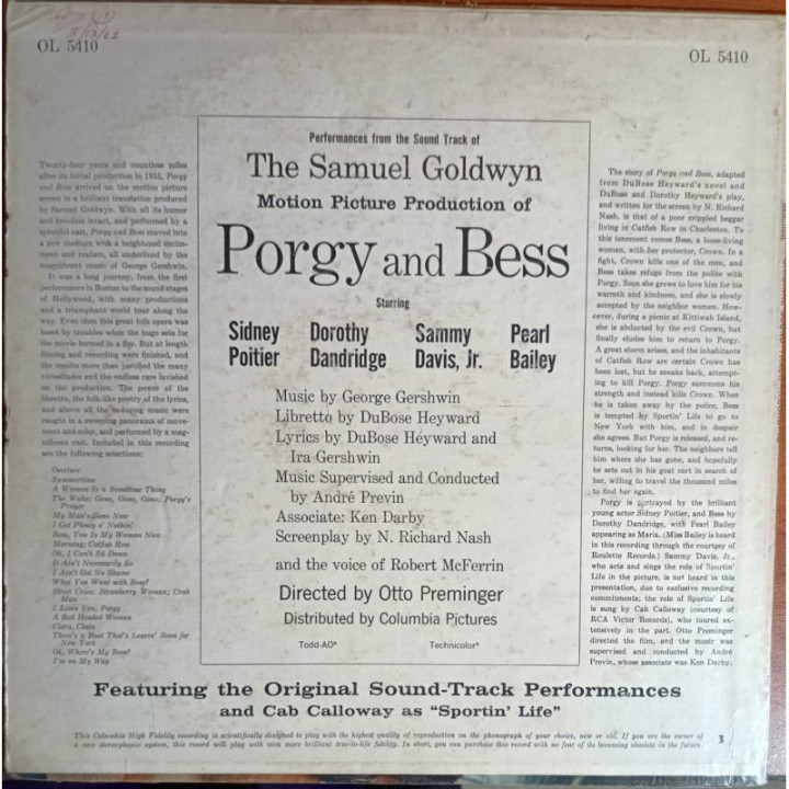 Porgy and Bess - Original Soundtrack Recording reverso