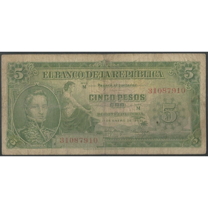 Billete de 5 Pesos 1 Ene 1953 M31087910 BGW124