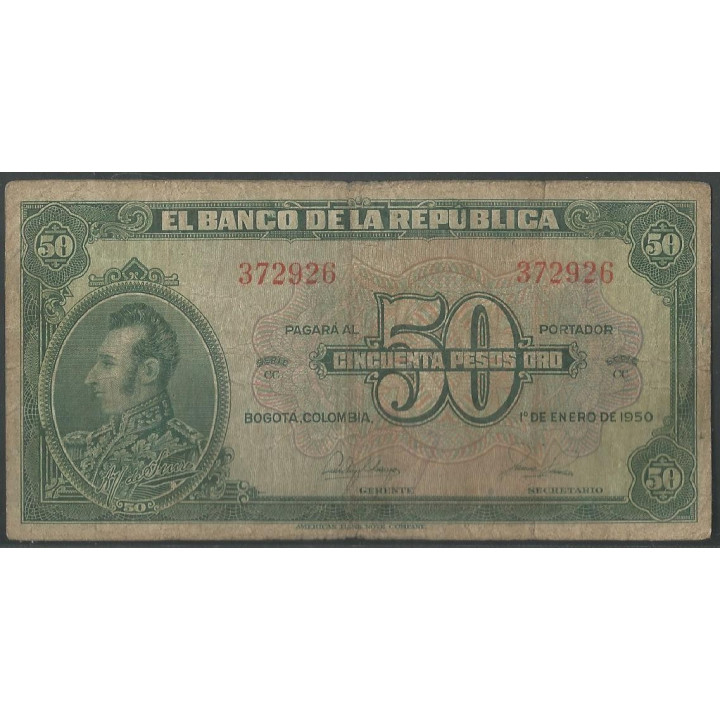 Billete de 50 Pesos 1 Ene 1950 BGW253