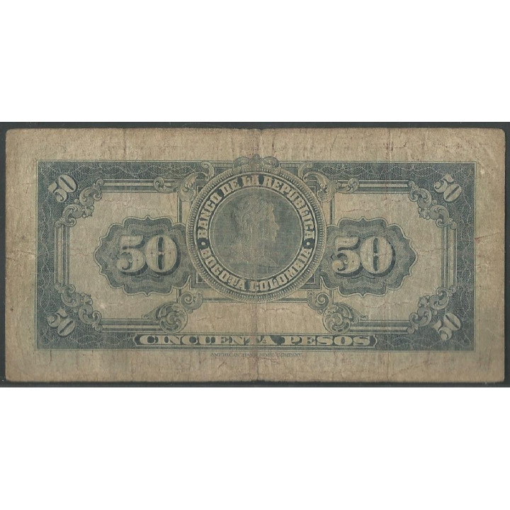 Billete de 50 Pesos 1 Ene 1950 BGW253 reverso