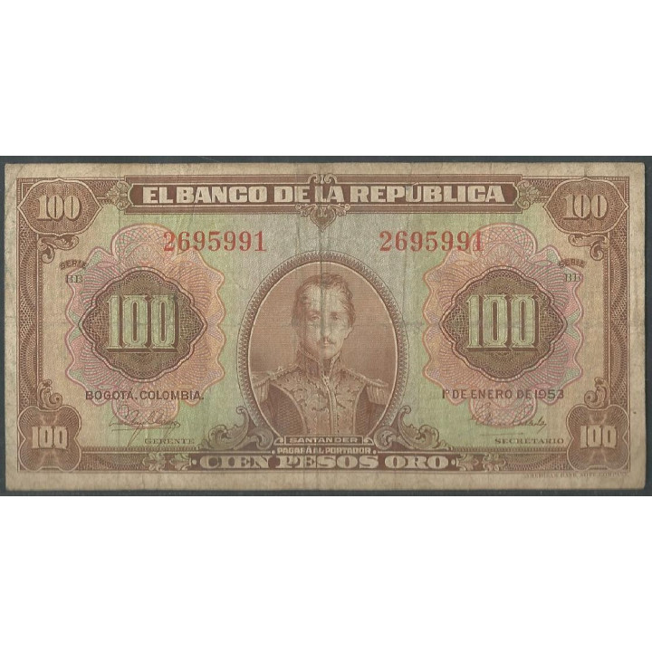 Billete de 100 Pesos 1 Ene 1953 BGW291