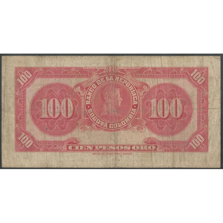 Billete de 100 Pesos 1 Ene 1953 BGW291 reverso