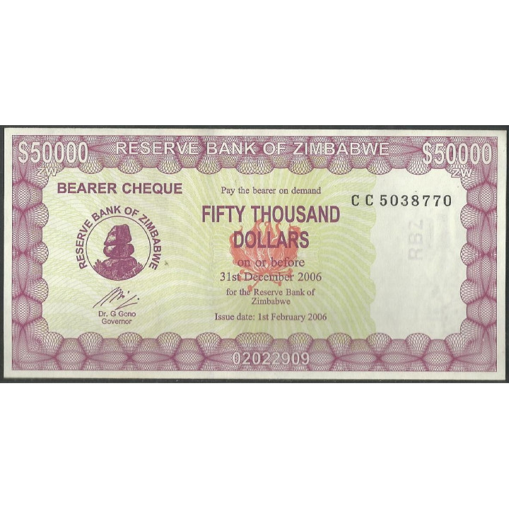 Zimbabwe 50.000 Dollars 1 Feb 2006 P30