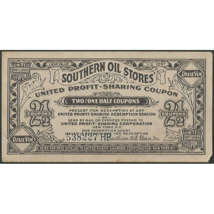 Florida - Southern Oil Stores 2 1/2 Coupons ND1940's