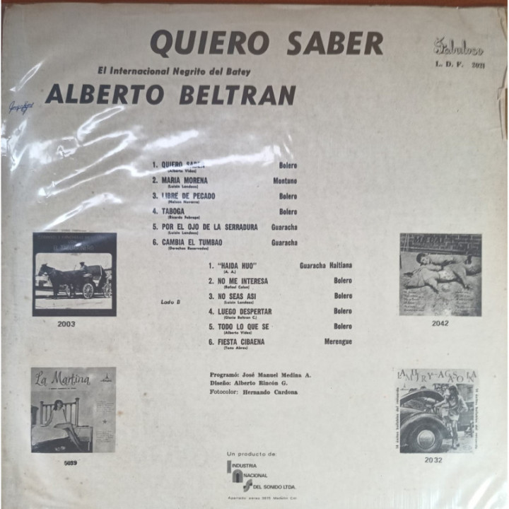 Alberto Beltran - Quiero Saber reverso